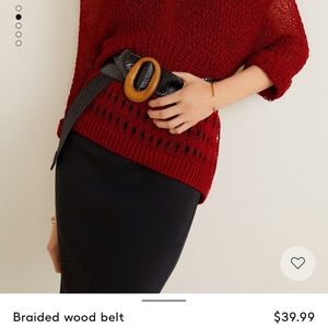 Black braided mango belt with wooden buckle